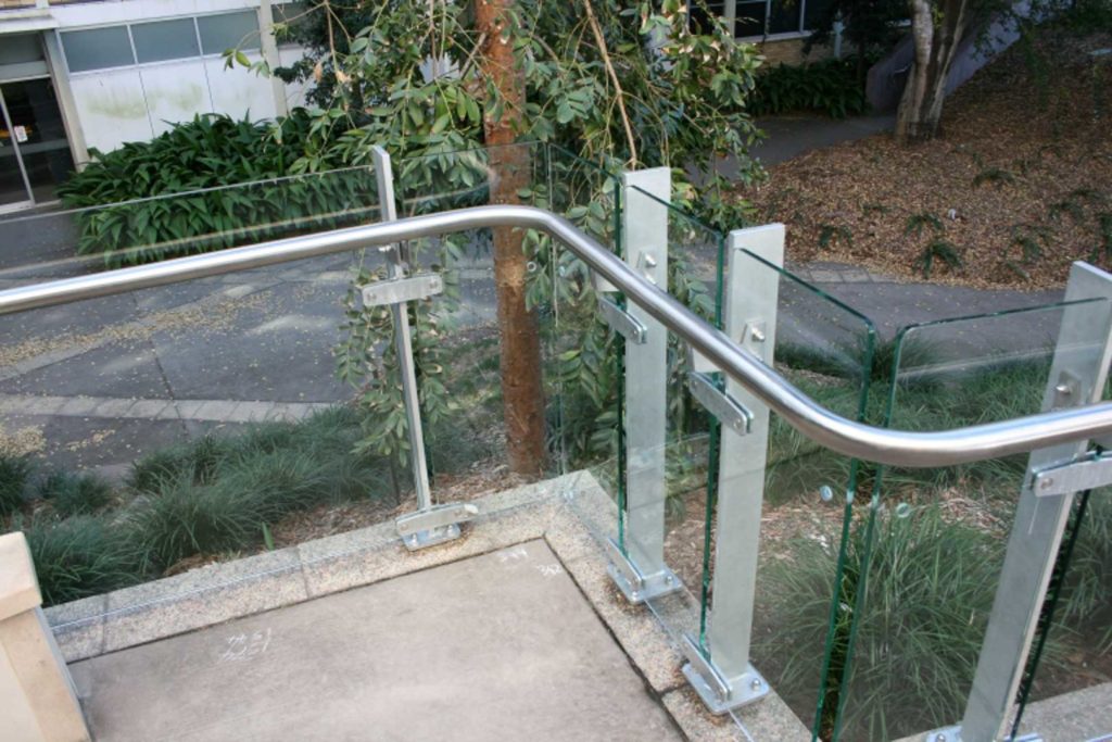 glass and stainless steel handrails
